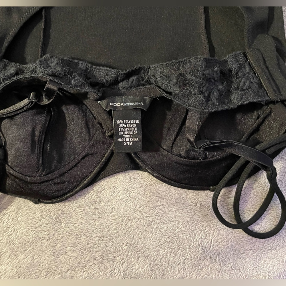 Moda International Black tank top with built in bra - Picture 3 of 3